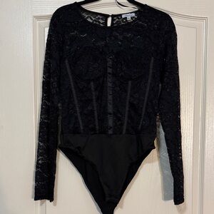 White Birch Black Lace Bodysuit